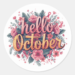 Hello October Classic Round Sticker