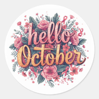 Hello October  Classic Round Sticker