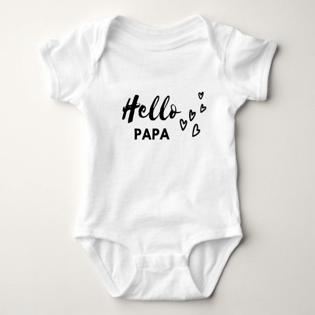 Hello PAPA  Baby Bodysuit (Front)