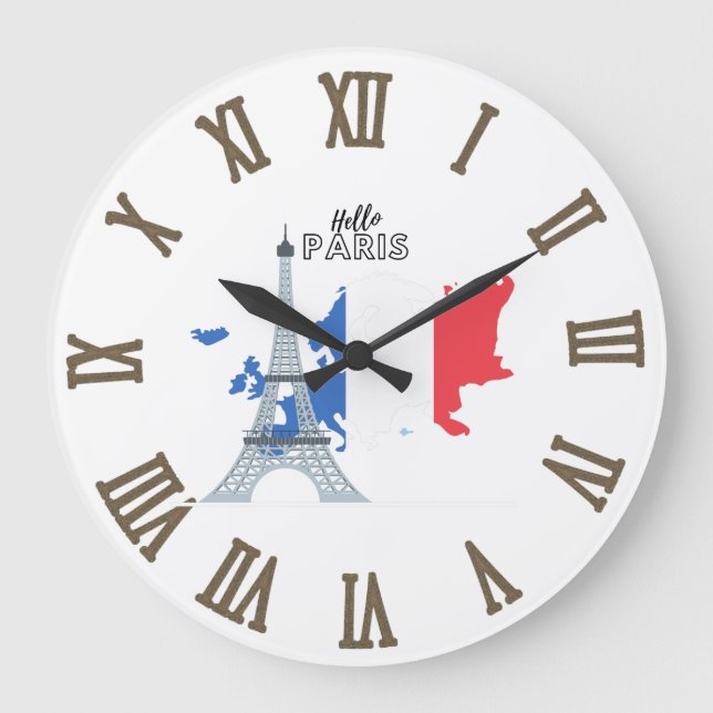 Hello Paris  Large Clock (Front)