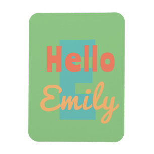 hello personal name mint green peach coral orange magnet