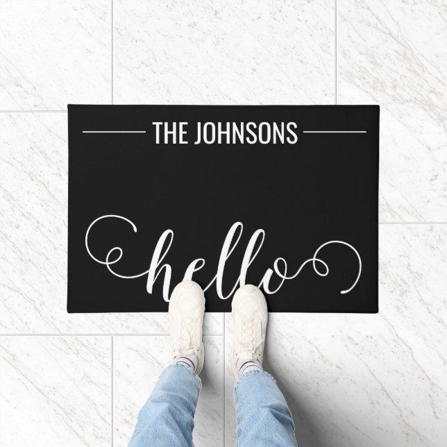 HELLO Personalised Family Name Welcome Mat Blue (Indoor)