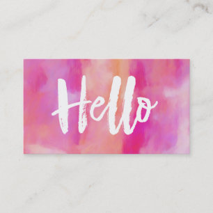 Hello Pink Abstract Artsy Beautiful Business Card