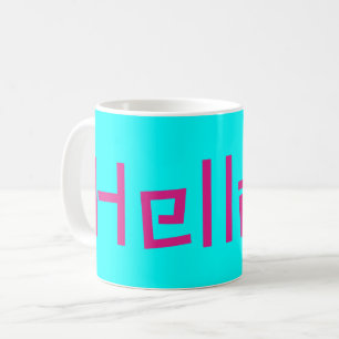 Hello pink turquoise coffee mug