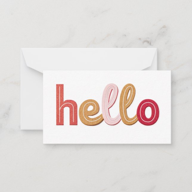 "Hello" Playful Modern Greeting Card - Bold Multic (Front)