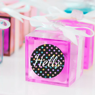 Hello Polka Dots Classic Round Sticker