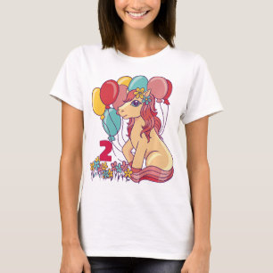 Hello Pony Horse I'm 2 Birthday Two Years Old Kid  T-Shirt