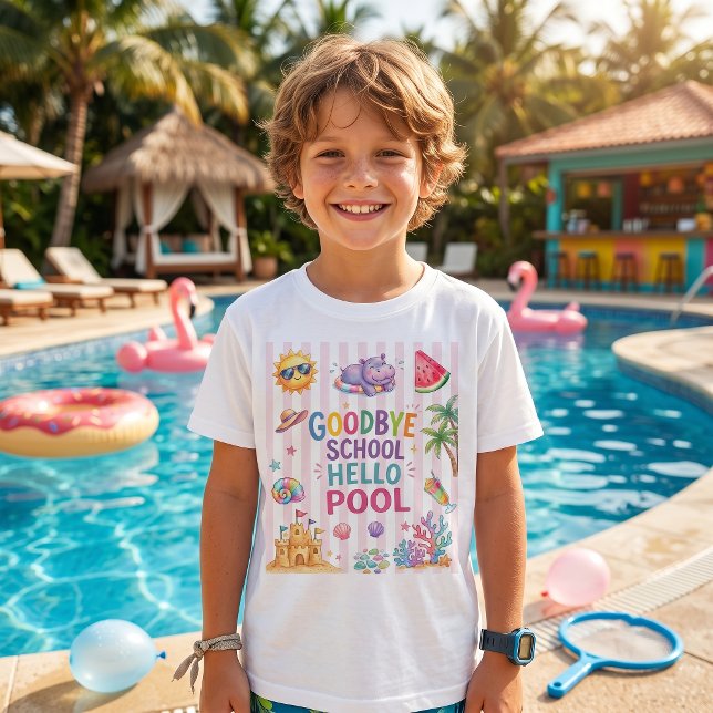 Hello Pool Party Stripes T-Shirt  (Creator Uploaded)