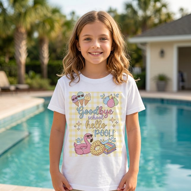 Hello Pool Party Yellow Caro T-Shirt  (Creator Uploaded)