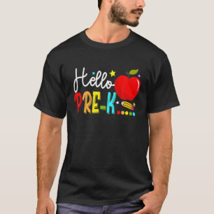 Hello Pre-K Apple Pencil Happy First Day Of School T-Shirt