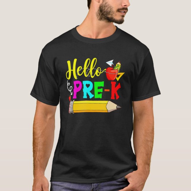 Hello Pre K Back To School First Day Of School 1 T-Shirt (Front)