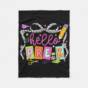 Hello Pre-k Back To School Teacher Girl Coquette B Fleece Blanket