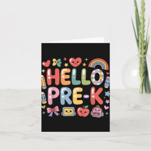 Hello Pre-k Back To School Teacher Student Fun Gra Card