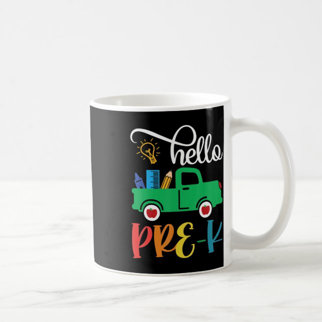 Hello Pre K Back To School Truck For Teacher Girls Coffee Mug (Right)