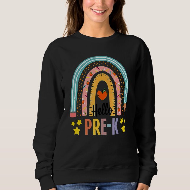 Hello Pre K Boho Rainbow Teacher Back To School 1 Sweatshirt (Front)