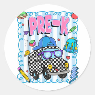 Hello Pre K Bus School Teacher Student Back To Sch Classic Round Sticker