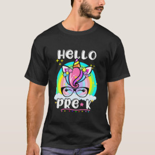 Hello Pre K Cute Fun Unicorn Back To School T-Shirt
