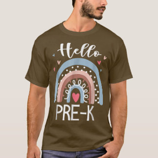 Hello Pre K Funny Boho Rainbow Back To School  T-Shirt