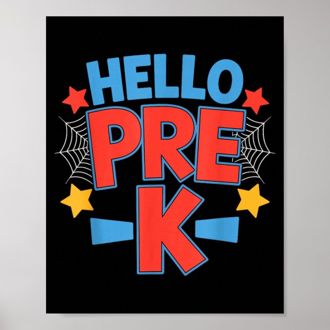 Hello pre-k preschool squad spider back to school poster (Front)