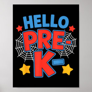 Hello pre-k preschool squad spider back to school poster