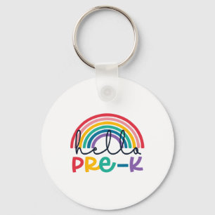 Hello Pre-k Rainbow Ck To School Teacher Student K Key Ring