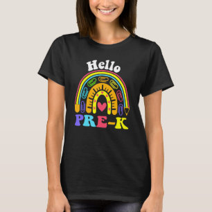 Hello Pre K Rainbow Girls Boys Teacher Back To Sch T-Shirt