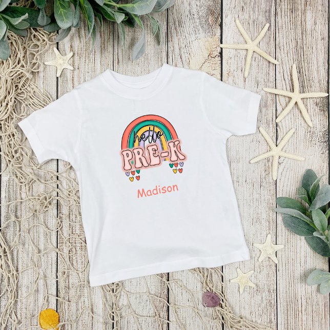 Hello Pre-K Rainbow Starting Pre K Back to School Toddler T-Shirt (Pre- K T-shirt for Little Girl)