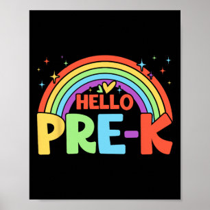 Hello Pre-k Rainbow Teacher Squad Back To School  Poster