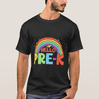 Hello Pre-k Rainbow Teacher Squad Back To School  T-Shirt