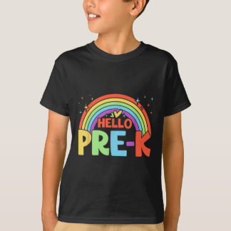 Hello Pre-k Rainbow Teacher Squad Back To School  T-Shirt