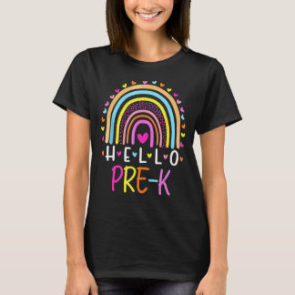 Hello Pre K Rainbow Teacher Team Pre K Squad Girls T-Shirt