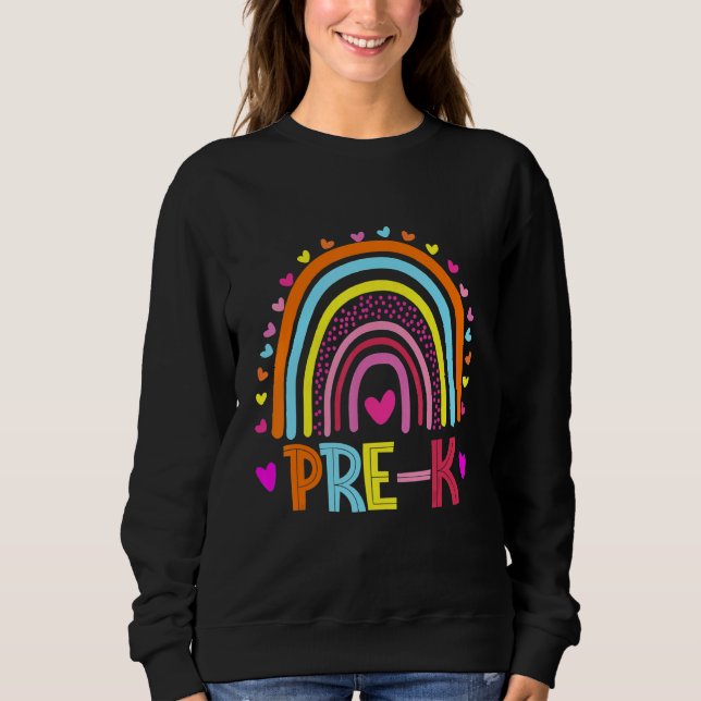 Hello Pre K Rainbow Teachers Kids Back To School Sweatshirt (Front)
