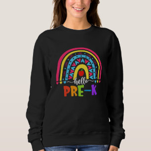 Hello Pre K Rainbow Team Hello Preschool Rocks Squ Sweatshirt