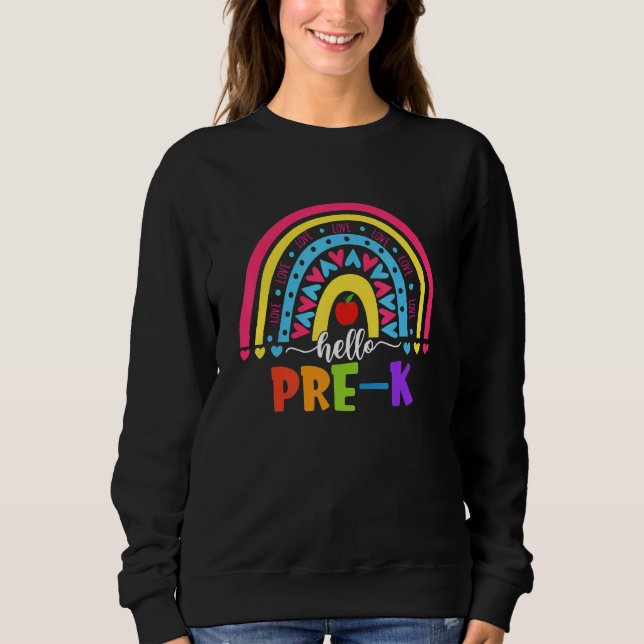 Hello Pre K Rainbow Team Hello Preschool Rocks Squ Sweatshirt (Front)