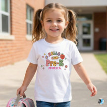 Hello Pre-K Retro Groovy Personalized Name Back To