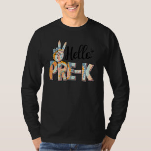 Hello Pre K Teacher Boho Leopard First Day Of Scho T-Shirt