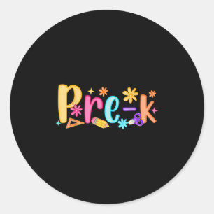 Hello Pre-k Teacher Girl Kid Preppy Prek Back To S Classic Round Sticker
