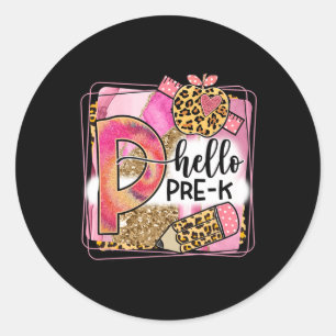 Hello Pre-K Team PreK Back to School Teacher Girls Classic Round Sticker