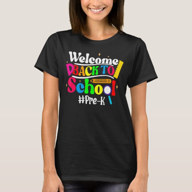 Hello Pre K Team PreK Back to School Teacher Girls T-Shirt (Front)