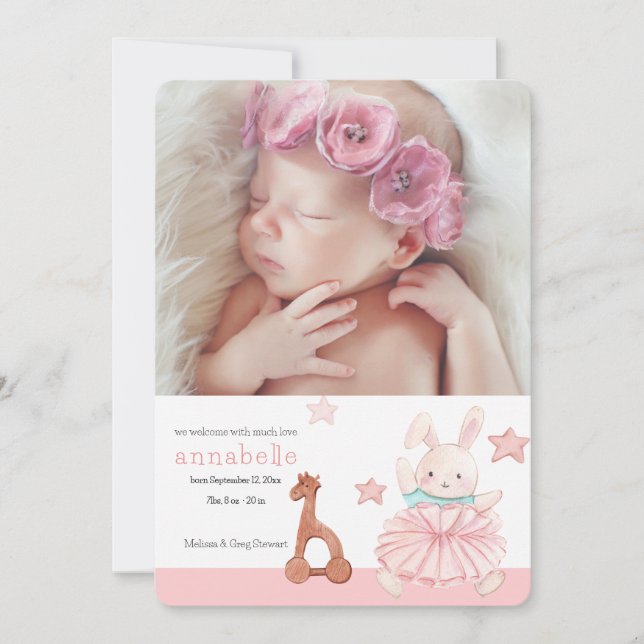 Hello Precious Photo Birth Announcement (Front)