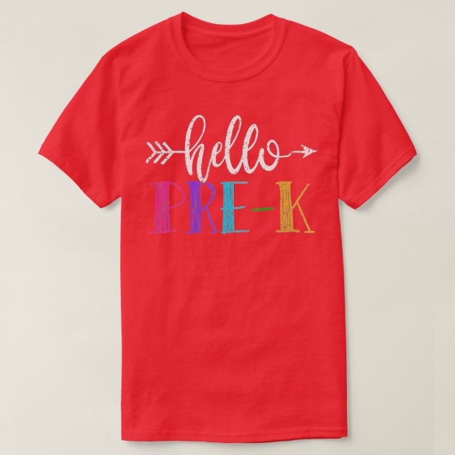Hello PreK  First Grade Gift Back To School  T-Shirt (Design Front)