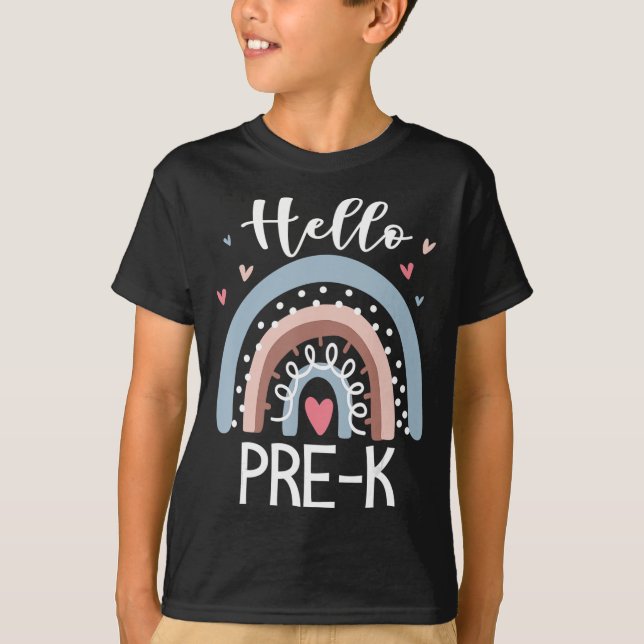 Hello PreK Fun Boho Rainbow Back To School  T-Shirt (Front)