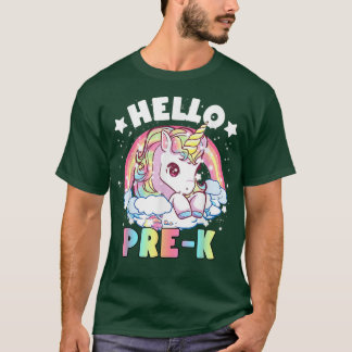 Hello PreK Teacher Unicorn Back To School Girls  T-Shirt