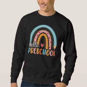 Hello Preschool Boho Rainbow Teacher Back To Schoo Sweatshirt