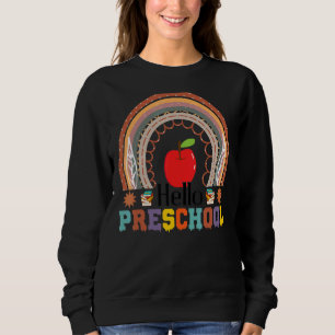 Hello Preschool Boho Rainbow Teacher Back To Schoo Sweatshirt