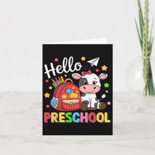 Hello Preschool Cute Cow 100th Day Of School Stude Card