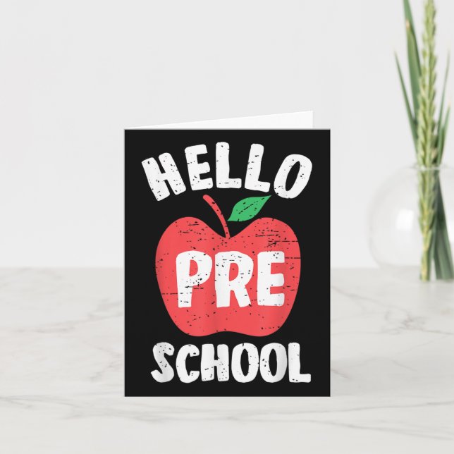 Hello Preschool First Day Of School Teacher Studen Card (Front)