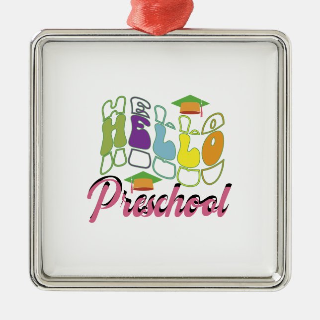Hello Preschool Metal Tree Decoration (Front)