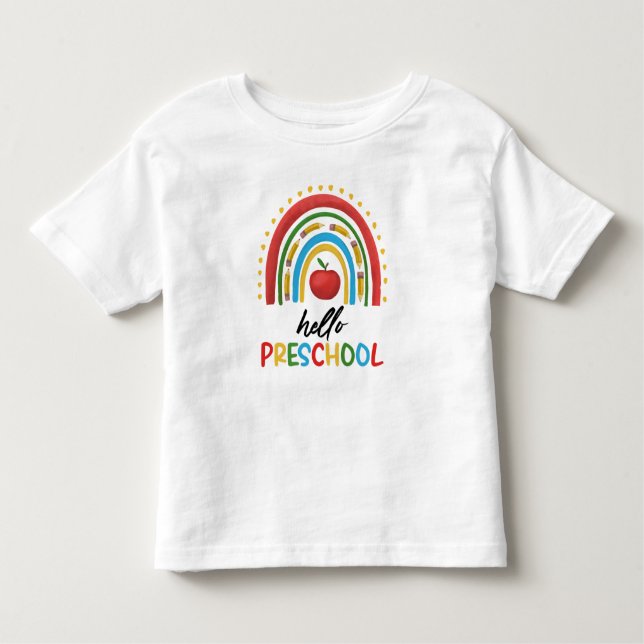 Hello Preschool Pre School Rainbow Back To School Toddler T-Shirt (Front)