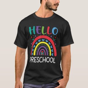Hello Preschool Rainbow Boho Back To School Teache T-Shirt